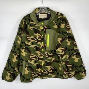 Promesa Green Camo Sherpa Teddy Oversized Jacket Size Large